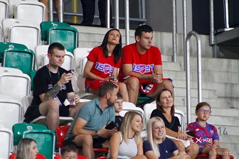 Kibice na meczu eliminacji Ligi Mistrzów: Raków Częstochowa - FC Kopenhaga
