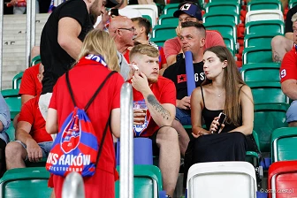 Kibice na meczu eliminacji Ligi Mistrzów: Raków Częstochowa - FC Kopenhaga