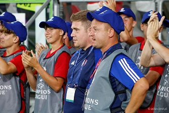 Kibice na meczu eliminacji Ligi Mistrzów: Raków Częstochowa - FC Kopenhaga