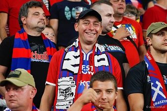 Kibice na meczu eliminacji Ligi Mistrzów: Raków Częstochowa - FC Kopenhaga