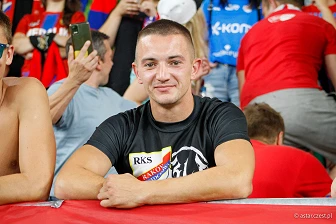 Kibice na meczu eliminacji Ligi Mistrzów: Raków Częstochowa - FC Kopenhaga