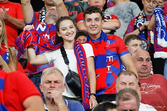 Kibice na meczu eliminacji Ligi Mistrzów: Raków Częstochowa - FC Kopenhaga
