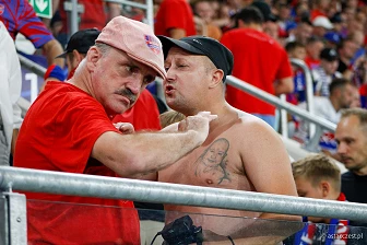 Kibice na meczu eliminacji Ligi Mistrzów: Raków Częstochowa - FC Kopenhaga