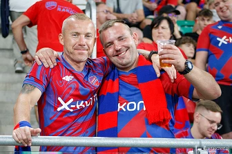 Kibice na meczu eliminacji Ligi Mistrzów: Raków Częstochowa - FC Kopenhaga