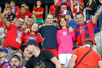 Kibice na meczu eliminacji Ligi Mistrzów: Raków Częstochowa - FC Kopenhaga