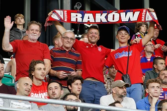 Kibice na meczu eliminacji Ligi Mistrzów: Raków Częstochowa - FC Kopenhaga