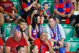 Kibice na meczu eliminacji Ligi Mistrzów: Raków Częstochowa - FC Kopenhaga