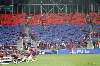 Kibice na meczu eliminacji Ligi Mistrzów: Raków Częstochowa - FC Kopenhaga