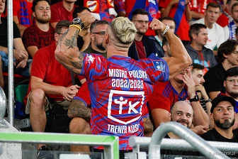 Kibice na meczu eliminacji Ligi Mistrzów: Raków Częstochowa - FC Kopenhaga