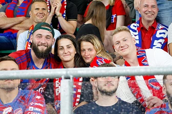 Kibice na meczu eliminacji Ligi Mistrzów: Raków Częstochowa - FC Kopenhaga