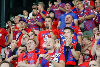 Kibice na meczu eliminacji Ligi Mistrzów: Raków Częstochowa - FC Kopenhaga