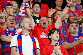 Kibice na meczu eliminacji Ligi Mistrzów: Raków Częstochowa - FC Kopenhaga