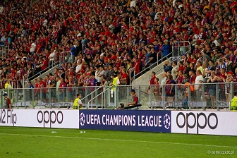 Kibice na meczu eliminacji Ligi Mistrzów: Raków Częstochowa - FC Kopenhaga