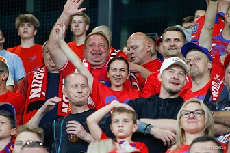 Kibice na meczu eliminacji Ligi Mistrzów: Raków Częstochowa - FC Kopenhaga