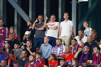 Kibice na meczu eliminacji Ligi Mistrzów: Raków Częstochowa - FC Kopenhaga