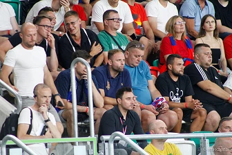 Kibice na meczu eliminacji Ligi Mistrzów: Raków Częstochowa - FC Kopenhaga