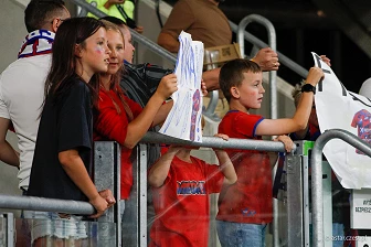 Kibice na meczu eliminacji Ligi Mistrzów: Raków Częstochowa - FC Kopenhaga