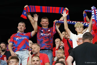 Kibice na meczu eliminacji Ligi Mistrzów: Raków Częstochowa - FC Kopenhaga