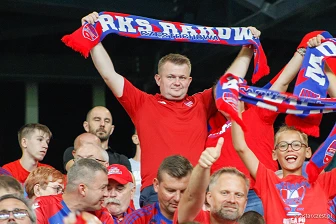Kibice na meczu eliminacji Ligi Mistrzów: Raków Częstochowa - FC Kopenhaga