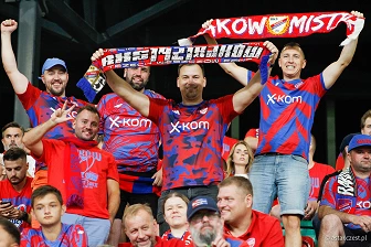 Kibice na meczu eliminacji Ligi Mistrzów: Raków Częstochowa - FC Kopenhaga