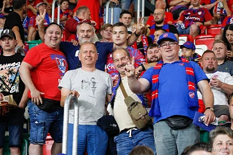 Kibice na meczu eliminacji Ligi Mistrzów: Raków Częstochowa - FC Kopenhaga
