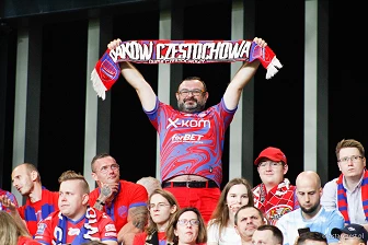Kibice na meczu eliminacji Ligi Mistrzów: Raków Częstochowa - FC Kopenhaga
