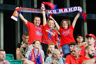 Kibice na meczu eliminacji Ligi Mistrzów: Raków Częstochowa - FC Kopenhaga