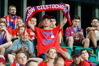 Kibice na meczu eliminacji Ligi Mistrzów: Raków Częstochowa - FC Kopenhaga