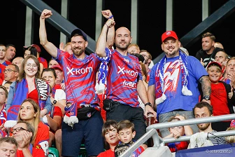 Kibice na meczu eliminacji Ligi Mistrzów: Raków Częstochowa - FC Kopenhaga