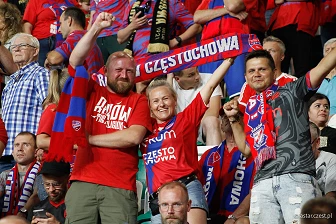 Kibice na meczu eliminacji Ligi Mistrzów: Raków Częstochowa - FC Kopenhaga