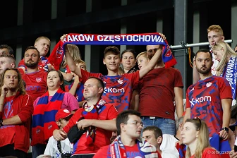 Kibice na meczu eliminacji Ligi Mistrzów: Raków Częstochowa - FC Kopenhaga