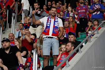 Kibice na meczu eliminacji Ligi Mistrzów: Raków Częstochowa - FC Kopenhaga