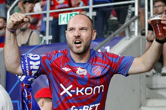 Kibice na meczu eliminacji Ligi Mistrzów: Raków Częstochowa - FC Kopenhaga