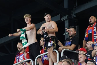 Kibice na meczu eliminacji Ligi Mistrzów: Raków Częstochowa - FC Kopenhaga