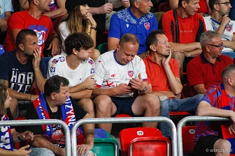 Kibice na meczu eliminacji Ligi Mistrzów: Raków Częstochowa - FC Kopenhaga
