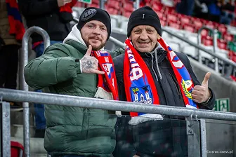 Kibice na meczu Ligi Konferencji: Raków - Rapid