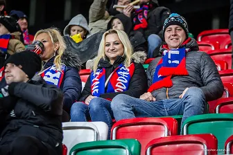 Kibice na meczu Ligi Konferencji: Raków - Rapid