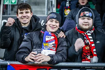 Kibice na meczu Ligi Konferencji: Raków - Rapid