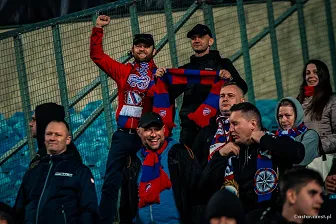 Kibice na meczu Ligi Konferencji: Omonia - Raków