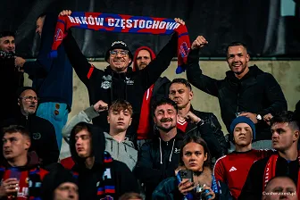 Kibice na meczu Ligi Konferencji: Omonia - Raków